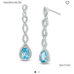 Pear-Shaped Blue Topaz and 1/5 CT. T.W. Drop Earrings in 10K White Gold